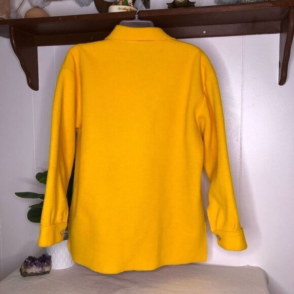 Vintage Aqua Sheen Womens Solid Long Sleeve Button Down Fleece Jacket Yellow Siz - Picture 2 of 6